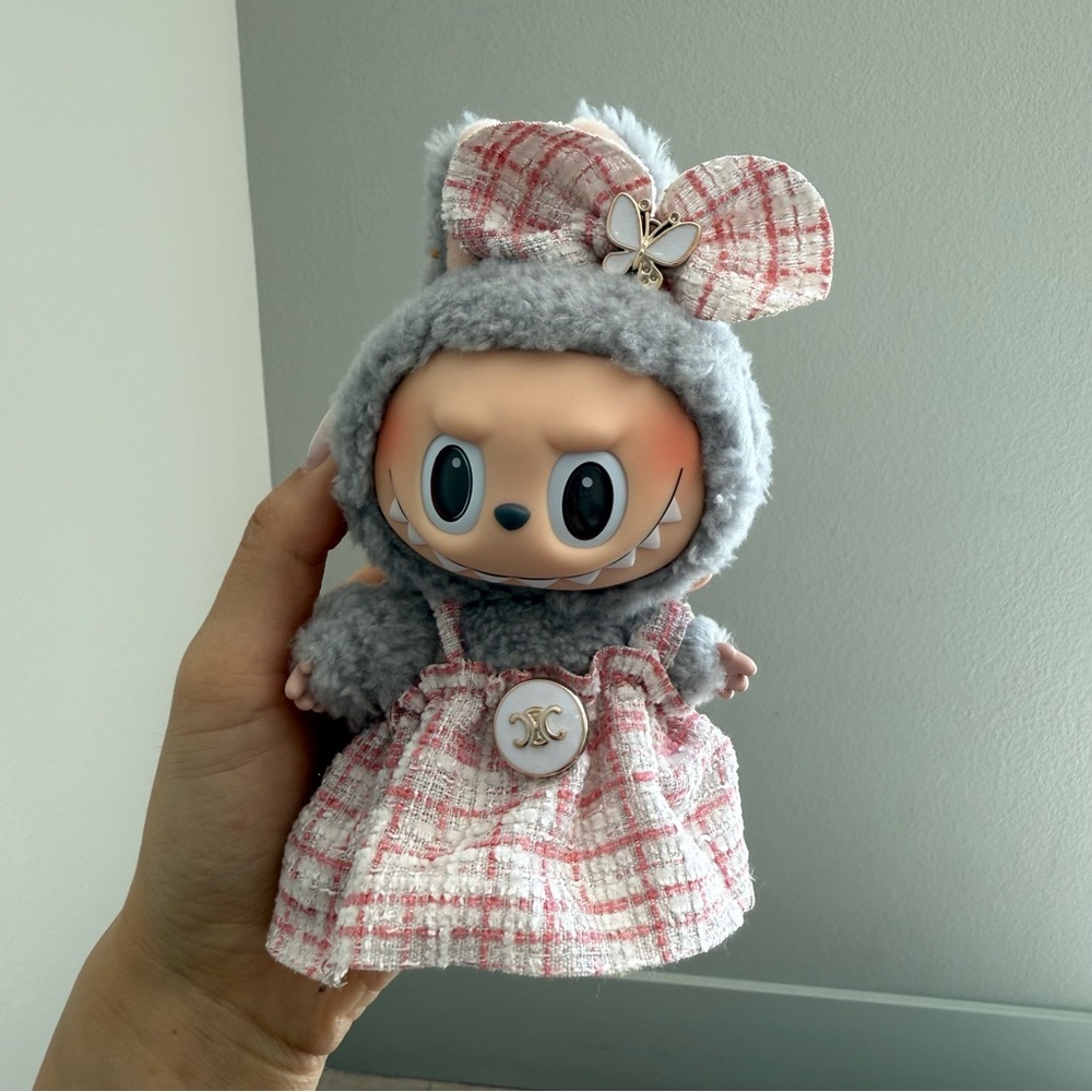 Pink labubu outfit dress and bow